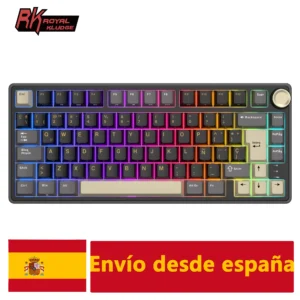 RK Royal Kludge R75 Gasket Mechanical Keyboard 75% RGB Backlit Hot-swappable Wired Spanish Gaming Keyboard with PBT Keycaps Knob