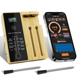 2 Probes 400FT Bluetooth Wireless Meat Food Thermometer Digital with LCD Display for Grill Oven Kitchen, Smoker & Rotisserie