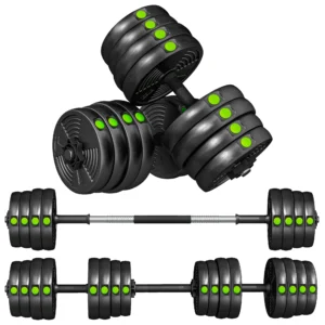 SPORTNOW dumbbells 2 adjustable 1 free dumbbells with non-slip handles, 30 KG-bars included