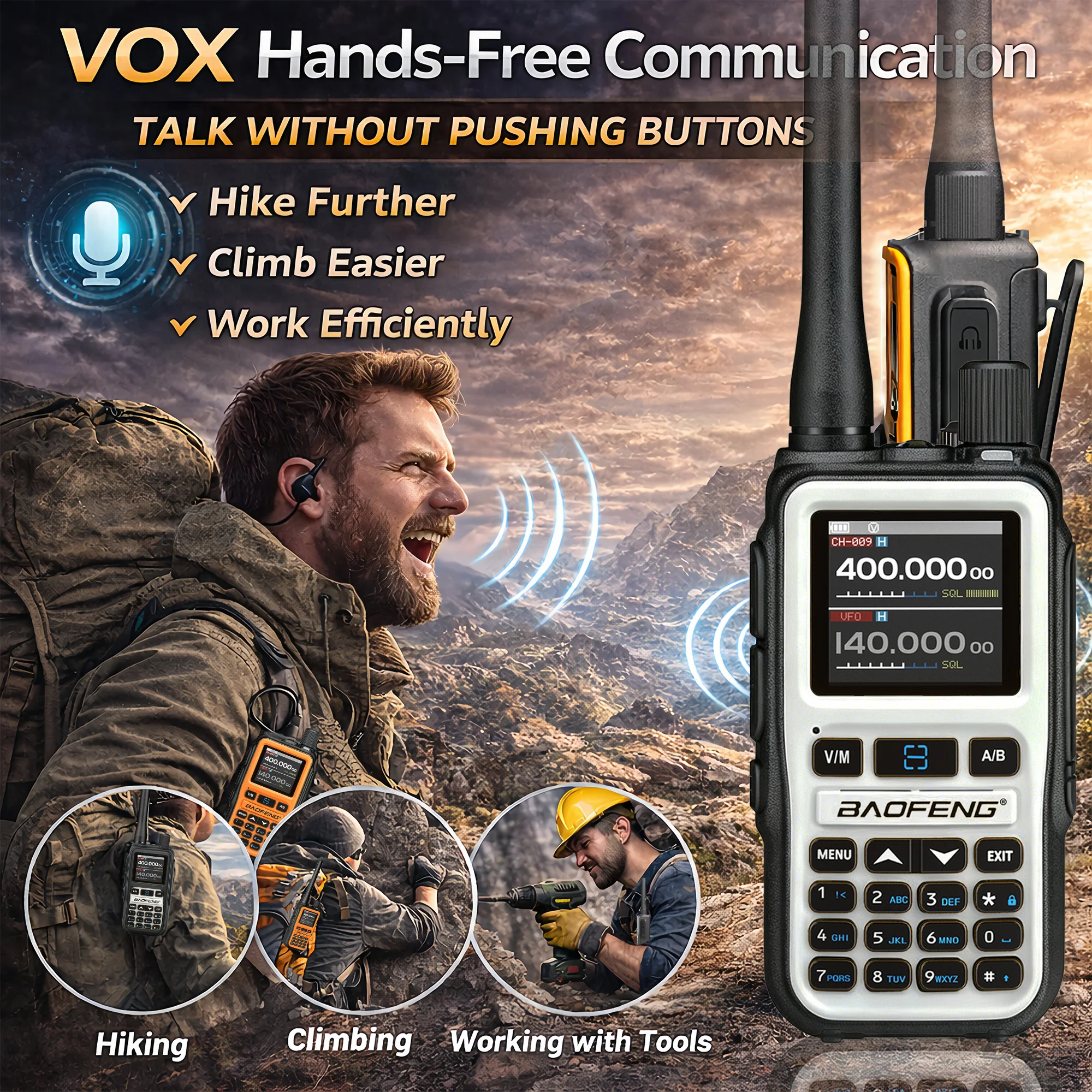 2 Pack BAOFENG UV-5R Mini Dual Band Two-Way Radio (5W/999CH) - Bluetooth APP Programming, NOAA Alert, Type-C Fast Charging - Image 3