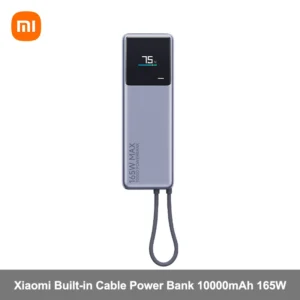 Xiaomi Power Bank 10000 165W PB1165MI Integrated USB C Cable LED Display Portable Charger For Macbook iPhone 15 Xiaomi 14 Pro