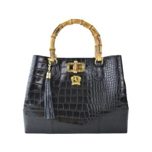 Black Crocodile Leather Bag